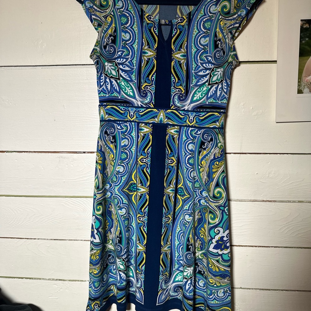 Apt. 9 Blue and Black A-line Mini Dress with Flutter Cap Sleeves